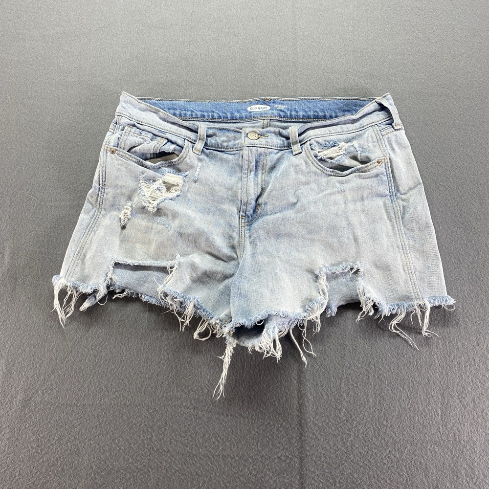 Old Navy Denim Shorts Womens 10 Light Wash Distressed‎ Boyfriend Mid-Rise